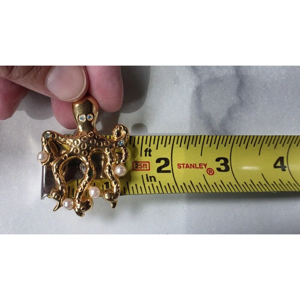 Avon Octopus Faux Pearl And Rhinestone Gold Tone Metal Pin Vintage READ